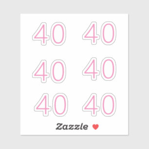 Sticker 40e anniversaire rose nombre Quarante Motif âge