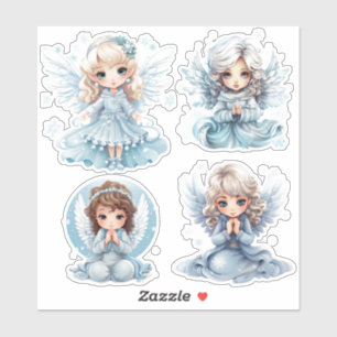 Sticker 4 filles anges hiver