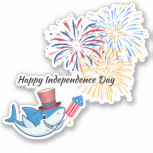 Sticker 4 juillet Directeur du feu d'artifice de requin Us