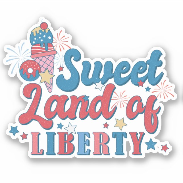 Sticker 4 juillet Rouge Blanc Bleu Doux Terre Liberté Amér (Devant)