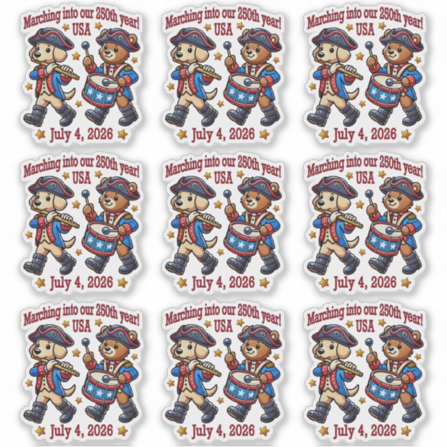 Sticker 4 juillet USA 250e anniversaire Semiquincentenaire (Devant)