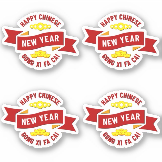 Sticker 4 x Nouvel An Chinois Gong Xi Fa Cai - Wish Weight (Devant)