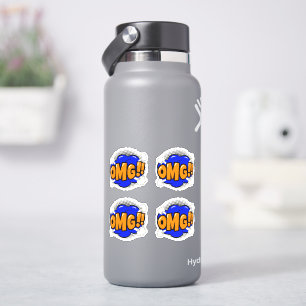 Sticker 4 x OMG Pop Art Gold & Blue Burst sur 4"