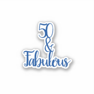 Sticker 50 Et fabuleux Joyeux 50e Anniversaire Bleu & Blan