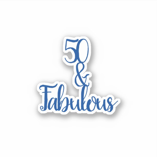 Sticker 50 Et fabuleux Joyeux 50e Anniversaire Bleu & Blan (Devant)