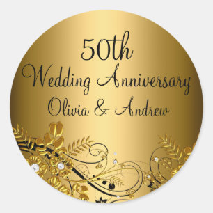 Sticker 50e Anniversaire Gold Diamond Floral