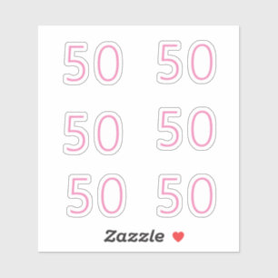 Sticker 50e anniversaire rose numéro Cinquante Motif âge