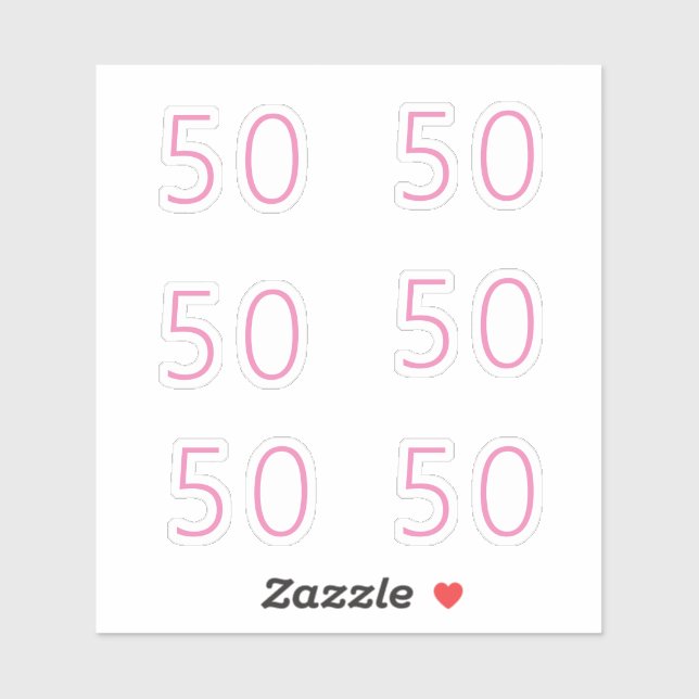 Sticker 50e anniversaire rose numéro Cinquante Motif âge (Feuille)