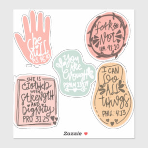 Sticker 5 Citations bibliques inspirantes Doodles d'écritu