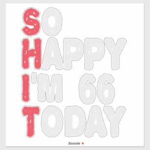 Sticker 66e anniversaire So Happy I'm 66 Aujourd'hui Cadea