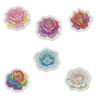 Sticker 6 colorful roses