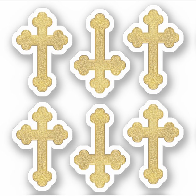Sticker 6 Faux Métallic Croix Vernis Or - Contour (Devant)