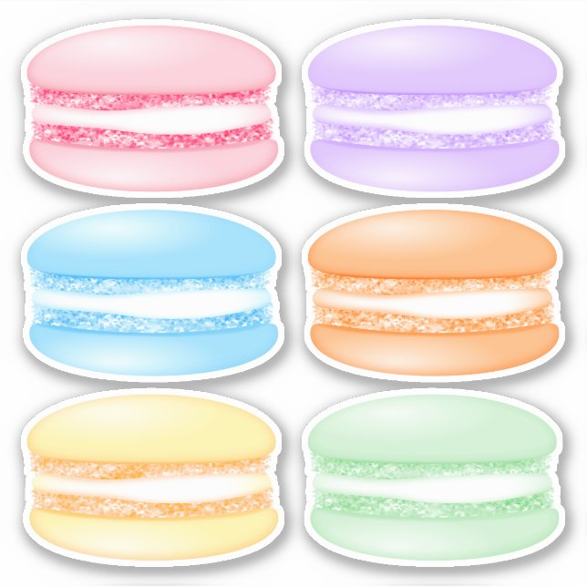 Sticker 6 macarons de couleurs variées (Devant)