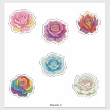 6 roses colorées