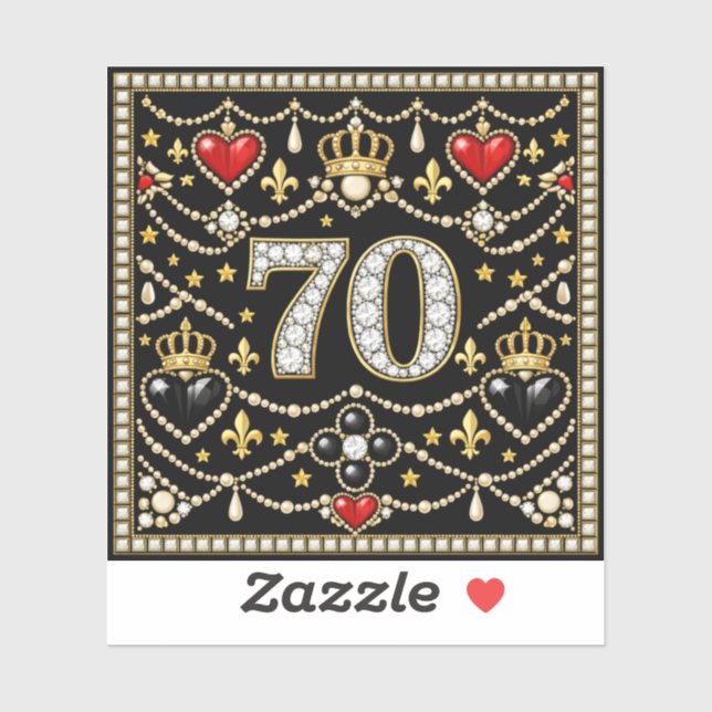 Sticker 70th Birthday Tudor Inspired Jewells History Gift  (Feuille)