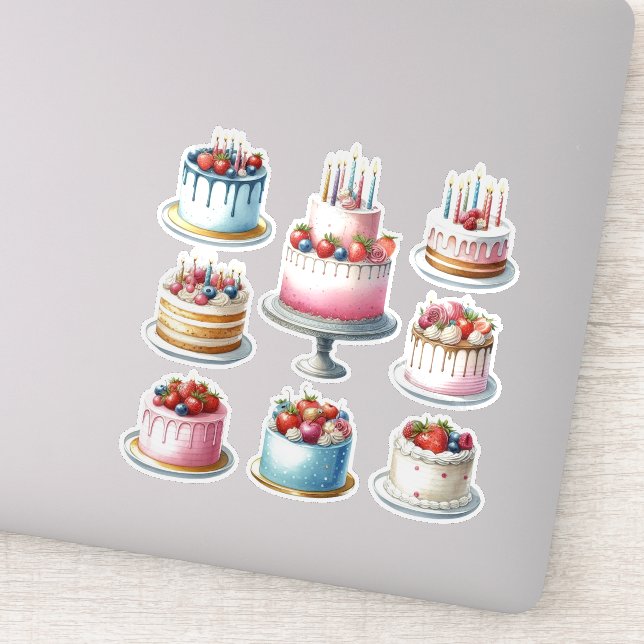 Sticker 8 gâteaux d'anniversaire (Détail)