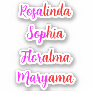 Sticker 8 Noms Manuscrits Transparent Imperméable, Féminin