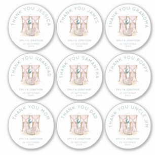 Sticker 9 petits noms individuels Mercis chaises Mariage