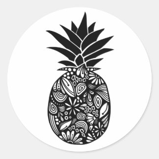 Sticker à ananas noir et blanc mignon