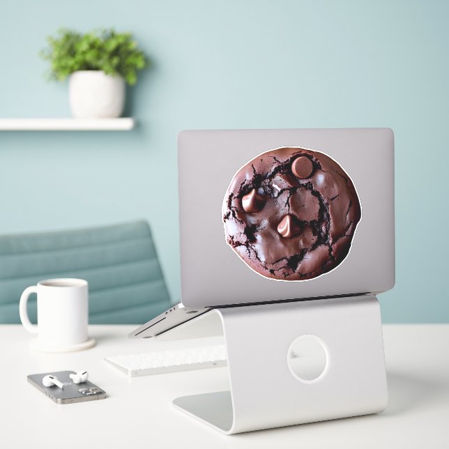 Sticker à biscuits au chocolat double (Ordinateur portable sur le bureau)