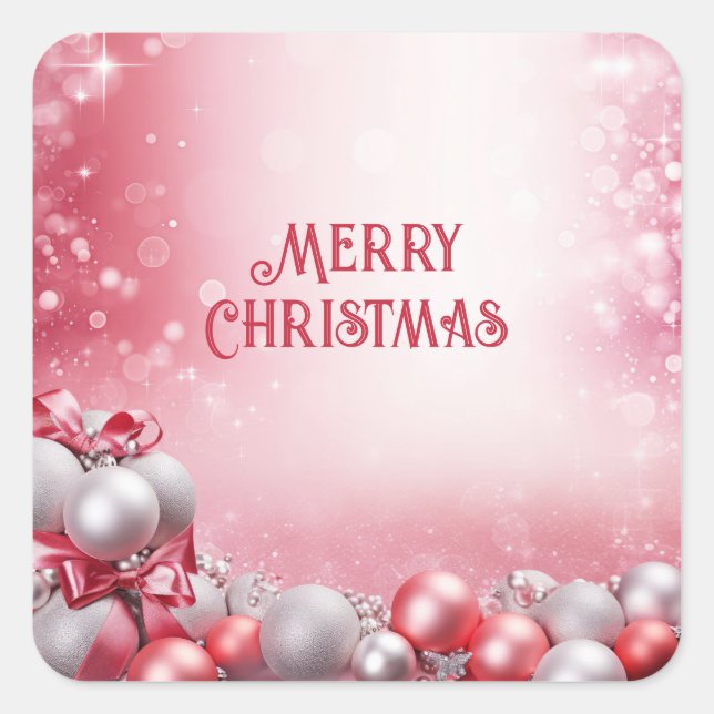 Sticker à boules de Noël rose blanc (Devant)
