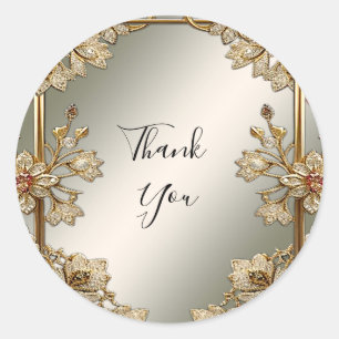 Sticker à cadre floral orné or