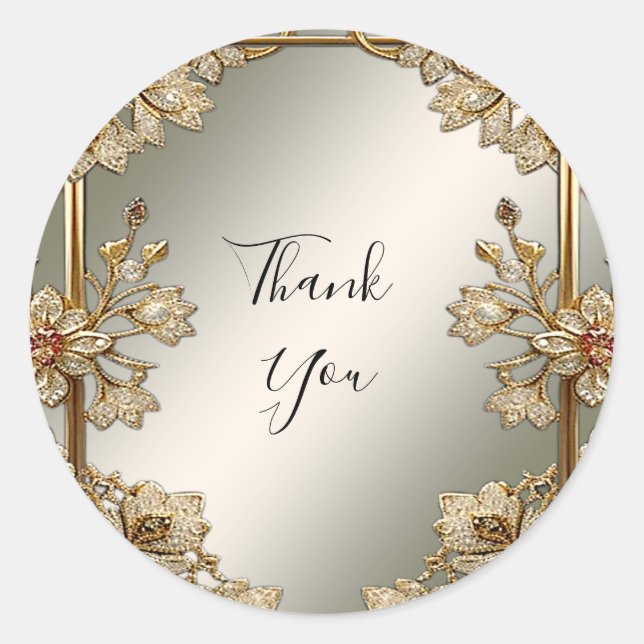 Sticker à cadre floral orné or (Devant)