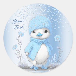 Sticker à canard bleu aquarelle