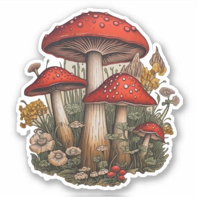 Sticker à champignons rouges (Devant)
