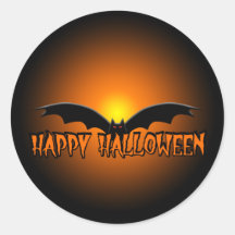 Sticker à chauve-souris Orange Black Happy Hallowe