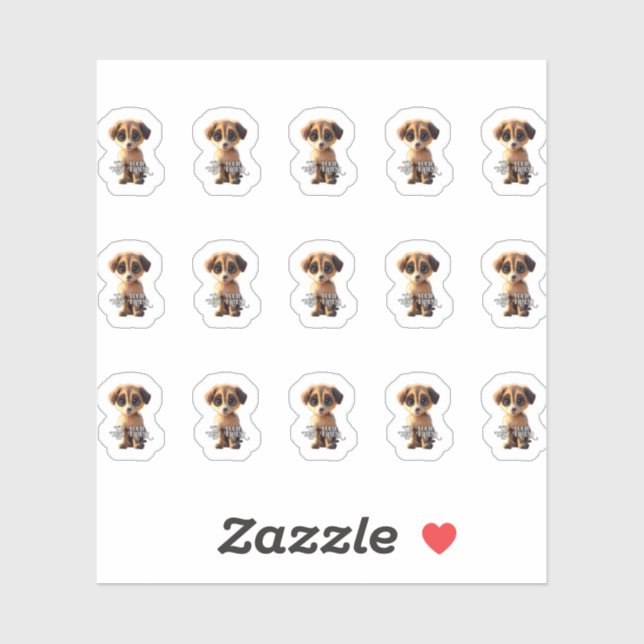 Sticker à chiot mignon (Feuille)