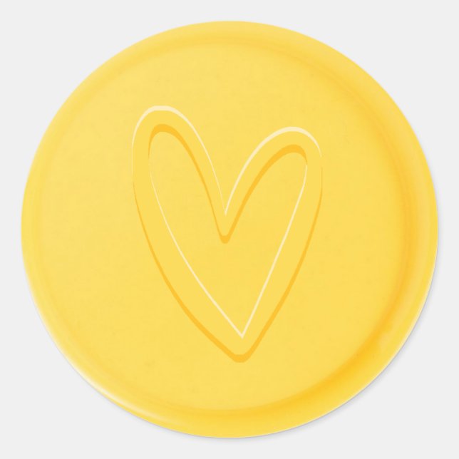Sticker à cire jaune coeur d'amour (Devant)