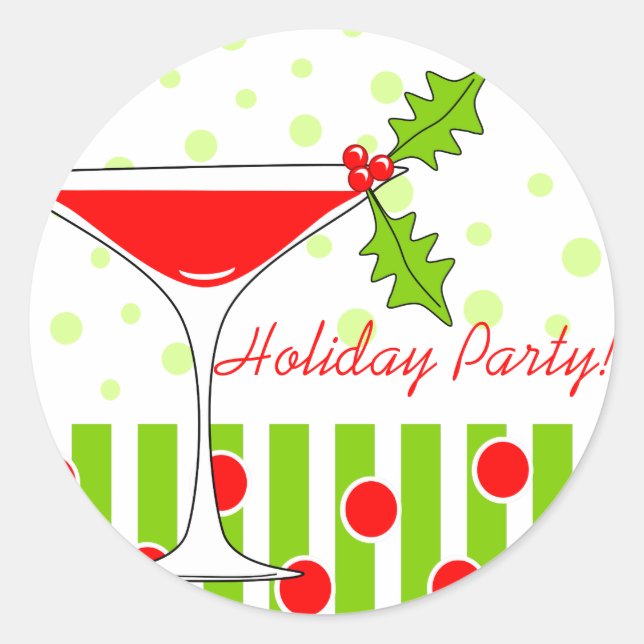 Sticker à cocktail Holly pour la fête de vacances (Devant)