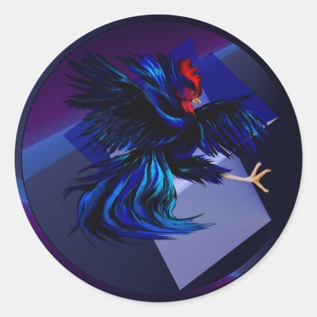 Sticker à coq noir de combat (Devant)