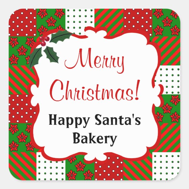 Sticker à courtepointe de Noël personnalisé (Devant)