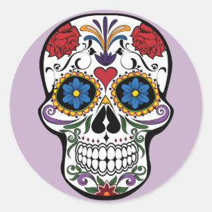Sticker à crâne de sucre Purple Day of the Dead