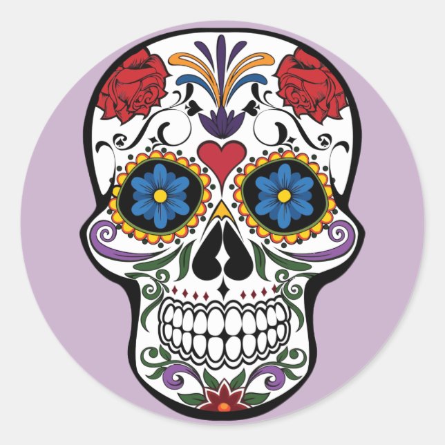 Sticker à crâne de sucre Purple Day of the Dead (Devant)