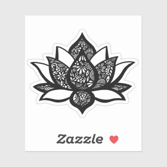 Sticker à découpe en lotus noir et blanc (Feuille)