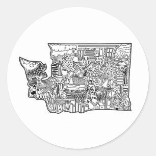 Sticker à doodle Washington