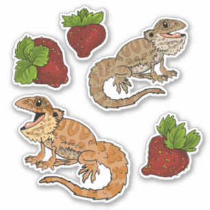 Sticker à dragons aux fraises heureux