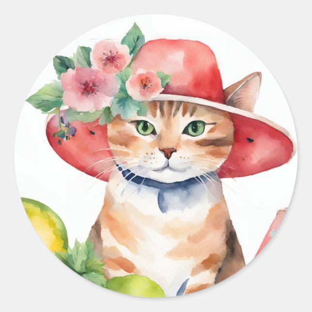 Sticker à enveloppe de chat en tabby orange mignon (Devant)