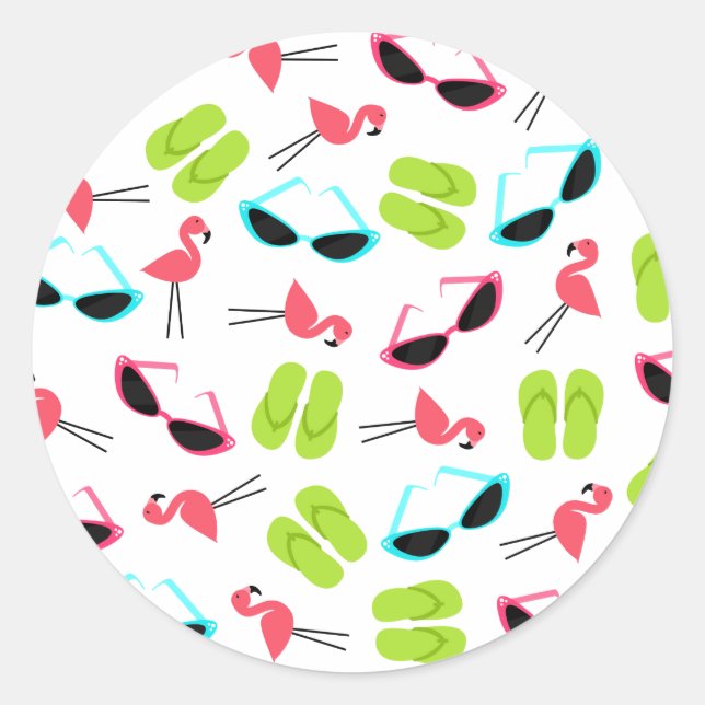 Sticker à enveloppe pour Flamants roses et lunette (Devant)