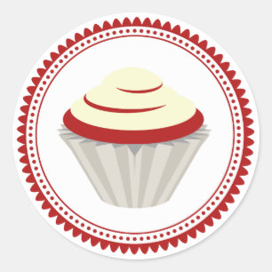 Sticker à enveloppe rouge velours cupcake