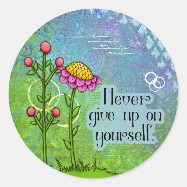 Sticker à fleurs à doodle de pensée positive adora (Devant)