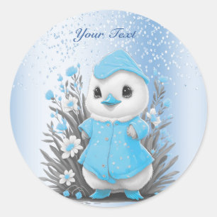 Sticker à fleurs bleu canard aquarelle