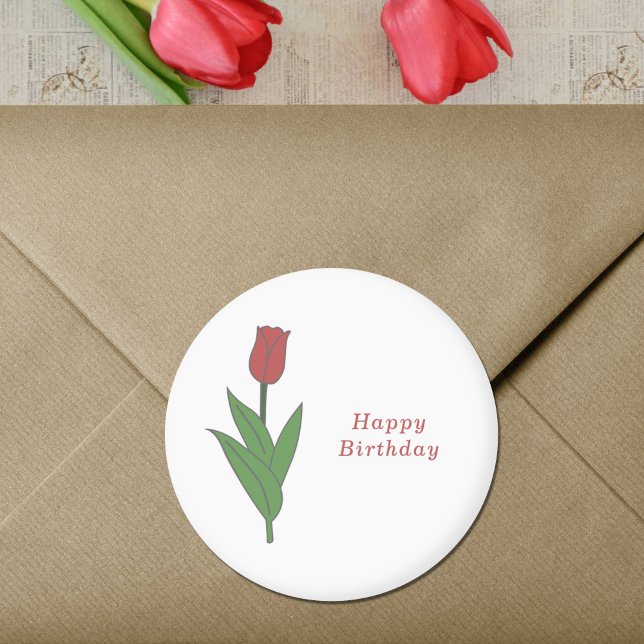 Sticker à fleurs de la Tulipe rouge botanique Past (Botanical Red Tulip Sticker)