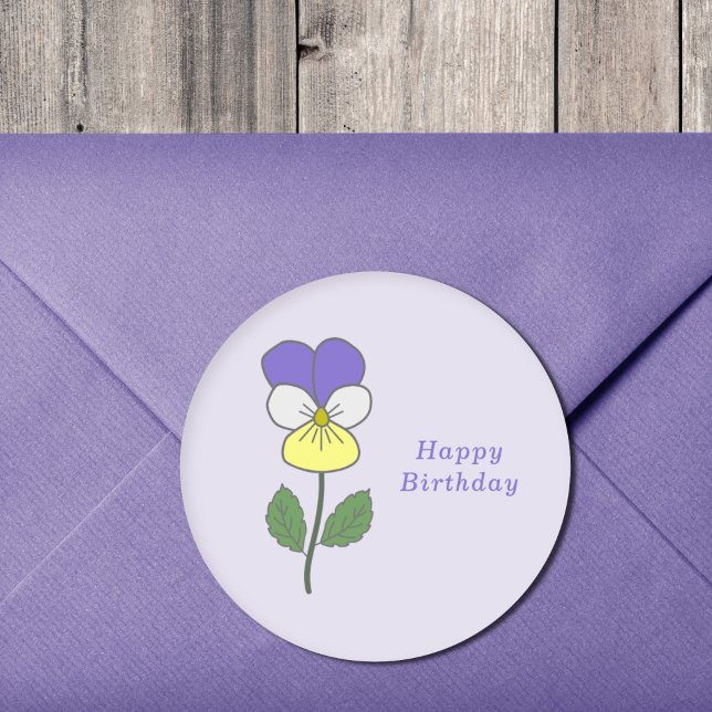 Sticker à fleurs pastel sauvage botanique (Botanical Wild Pansy Sticker)