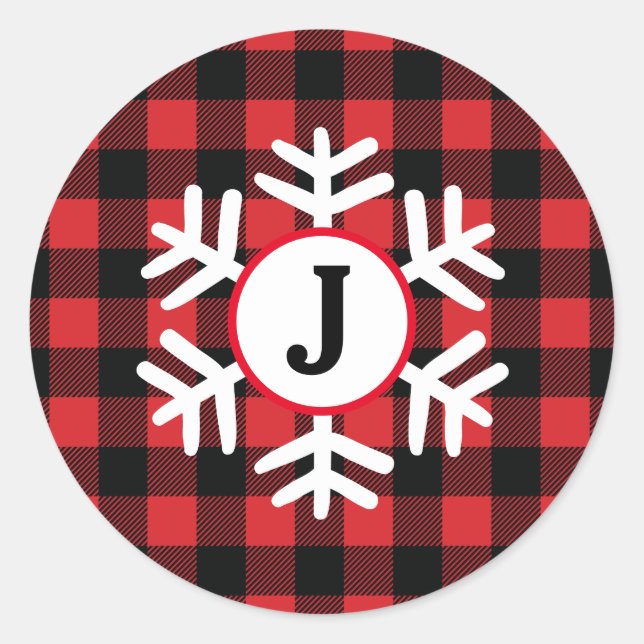 Sticker à flocons de neige en plaid de buffle Mono (Devant)