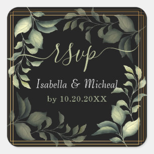 Sticker à florale verte - RSVP Classic Round