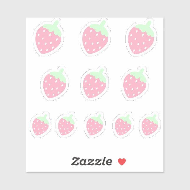 Sticker à fraises Kawaii (Feuille)